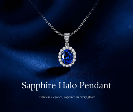 Sapphire Halo Pendant